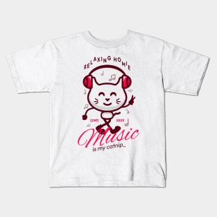 cute cat music is my catnip Kids T-Shirt